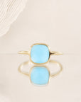 Bague Antonin plaqué or 18 carats pierre bleue zirconia élégante – Jossepo