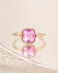 Bague Rosalie plaqué or 18 carats zirconia rose élégante femme – Jossepo