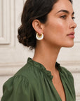 Boucles d’oreilles femme Alma en résine blanche et acier inoxydable – Jossepo