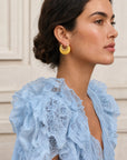 Boucles d’oreilles femme Joie en résine jaune et acier inoxydable – Jossepo