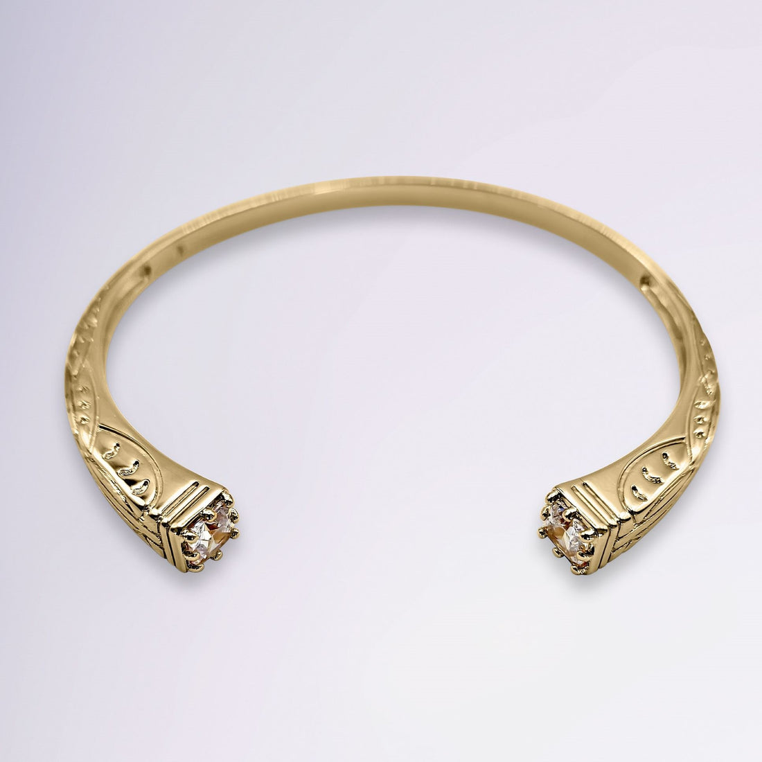Bracelet Rigid Zirconium, jonc en plaqué or 18K avec zircon, vue de face