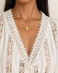Collier Kiwi tendance femme pierre verte plaqué or – Jossepo