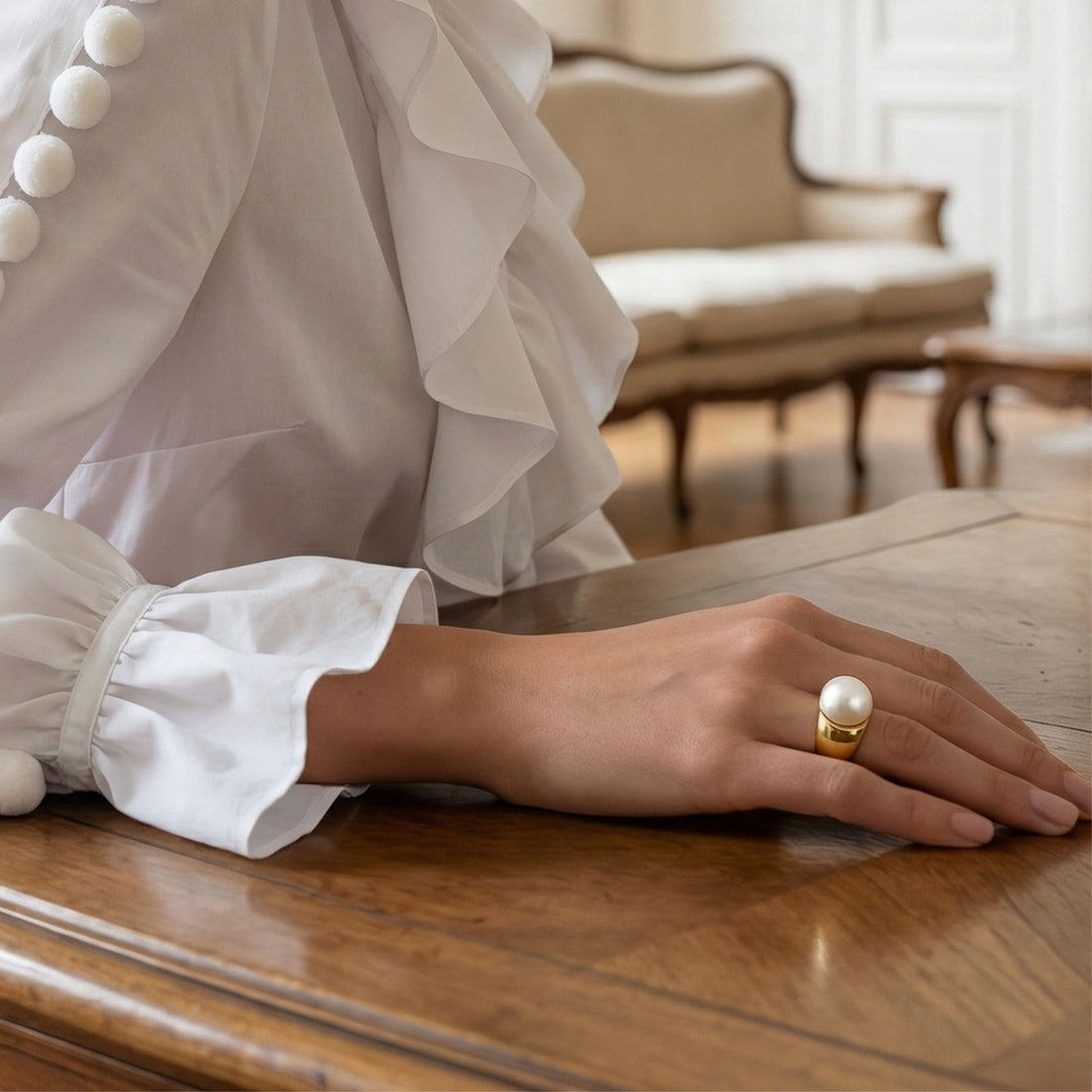 Vue face de la bague Joaquina au design contemporain – Jossepo