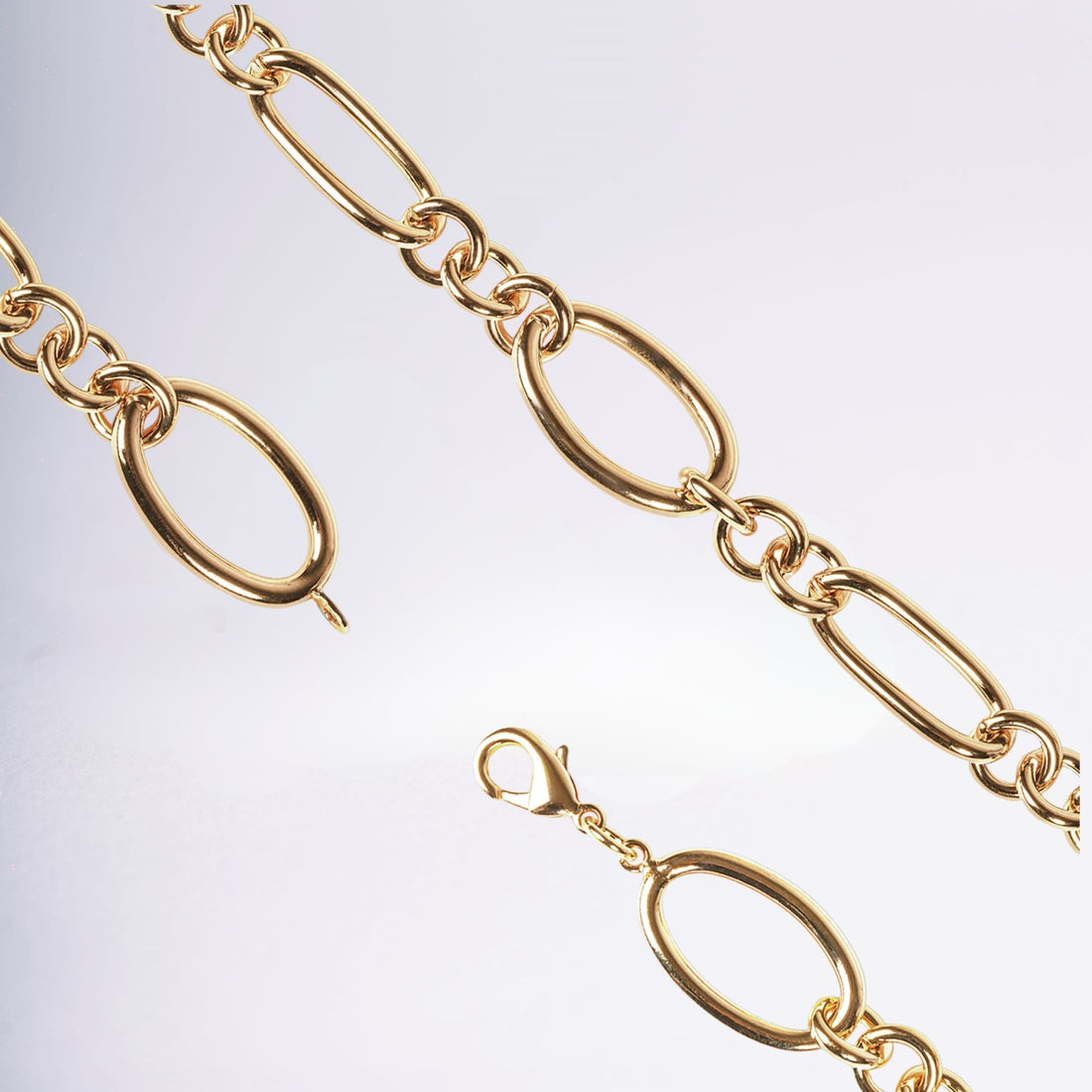 Bracelet Benito chaîne à grands maillons ovales en plaqué or – Jossepo