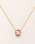 Détail collier Fraise zirconia rose fraise plaqué or 18 carats – Jossepo