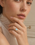 Bague Antonin tendance femme pierre bleue plaqué or – Jossepo