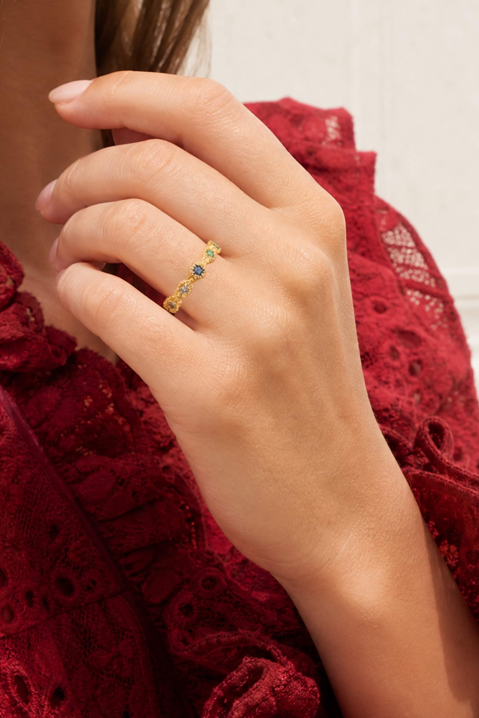 Bague Arcoiris plaqué or 18 carats tendance femme colorée – Jossepo