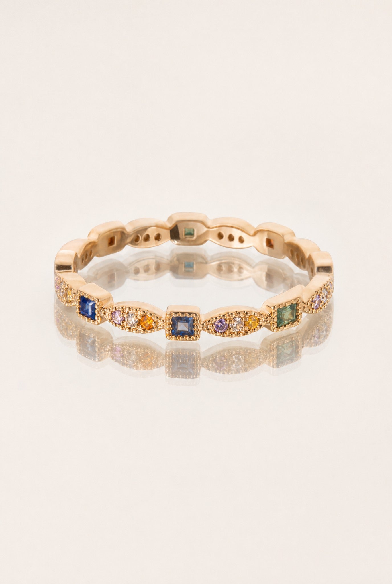 Bague Arcoiris plaqué or 18 carats zirconias multicolores élégante femme – Jossepo
