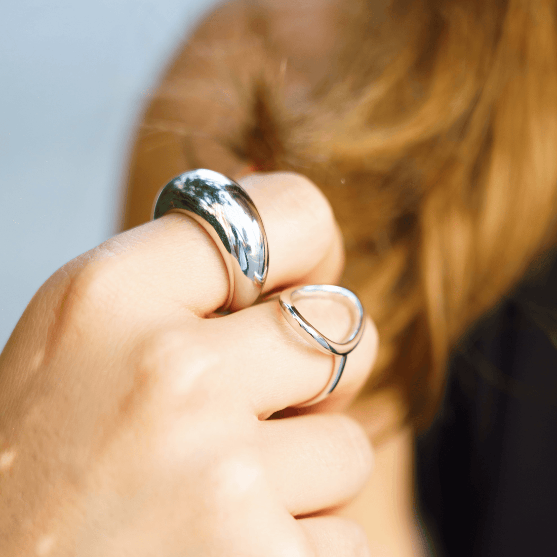 Bague Atena anneau argent bombé moderne – Jossepo