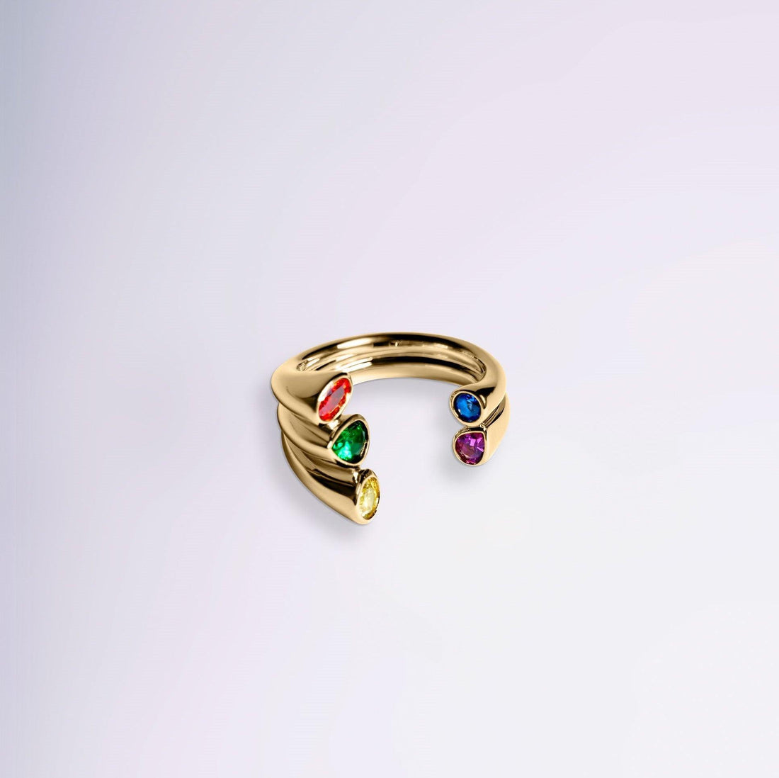 Bague Capucine dorée avec pierres multicolores en plaqué or 18 carats – Jossepo