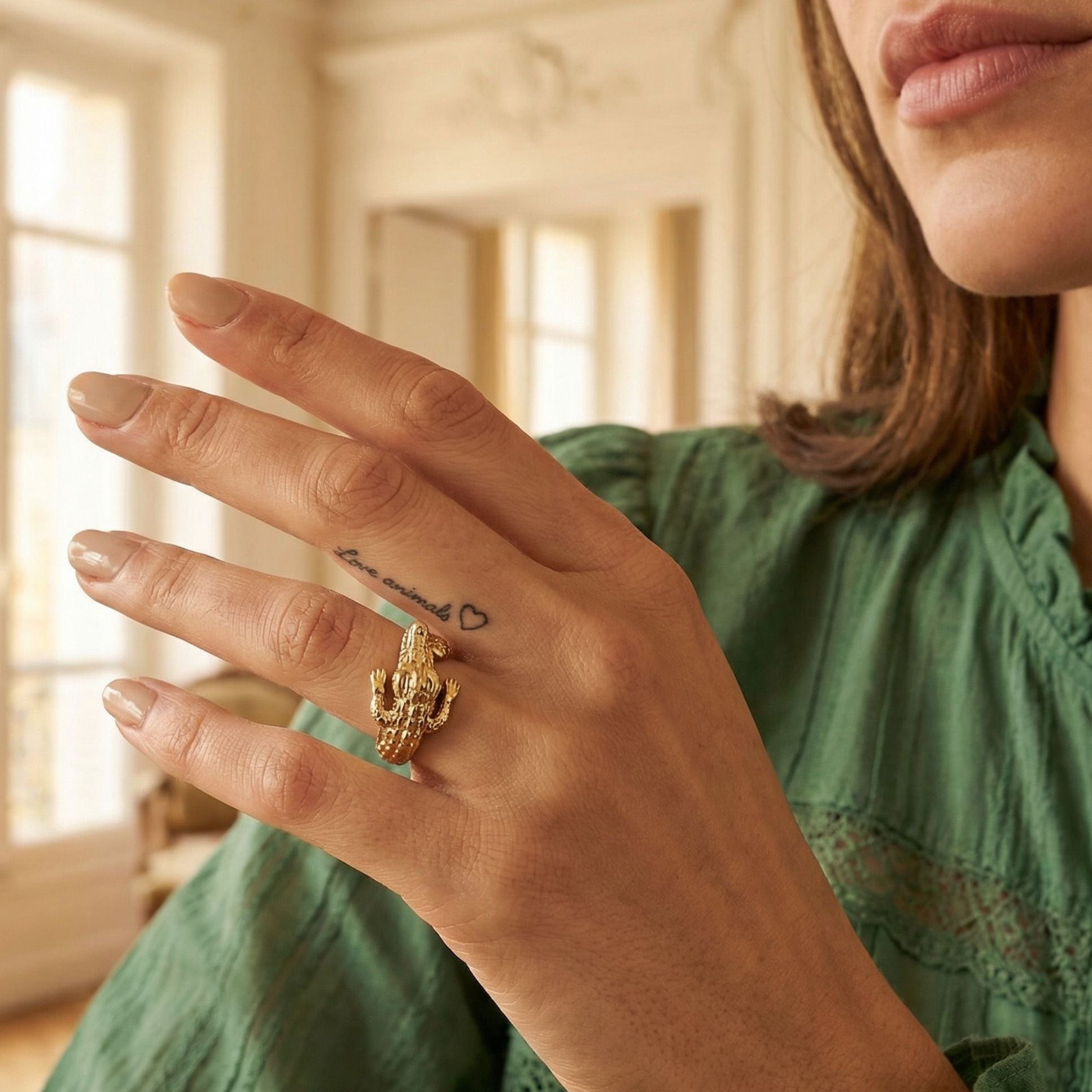 Bague Crocodile plaqué or 18 carats tendance femme – Jossepo