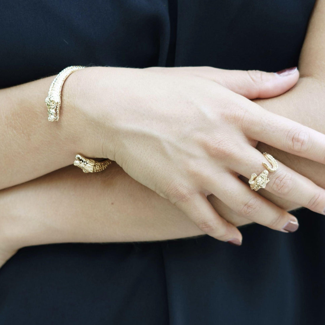 Bague Crocodile bijou doré motif crocodile en plaqué or – Jossepo