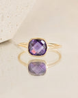 Bague Delia plaqué or 18 carats zirconia violette élégante femme – Jossepo