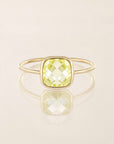 Détail bague Limoncella zirconia jaune citron plaqué or 18 carats – Jossepo