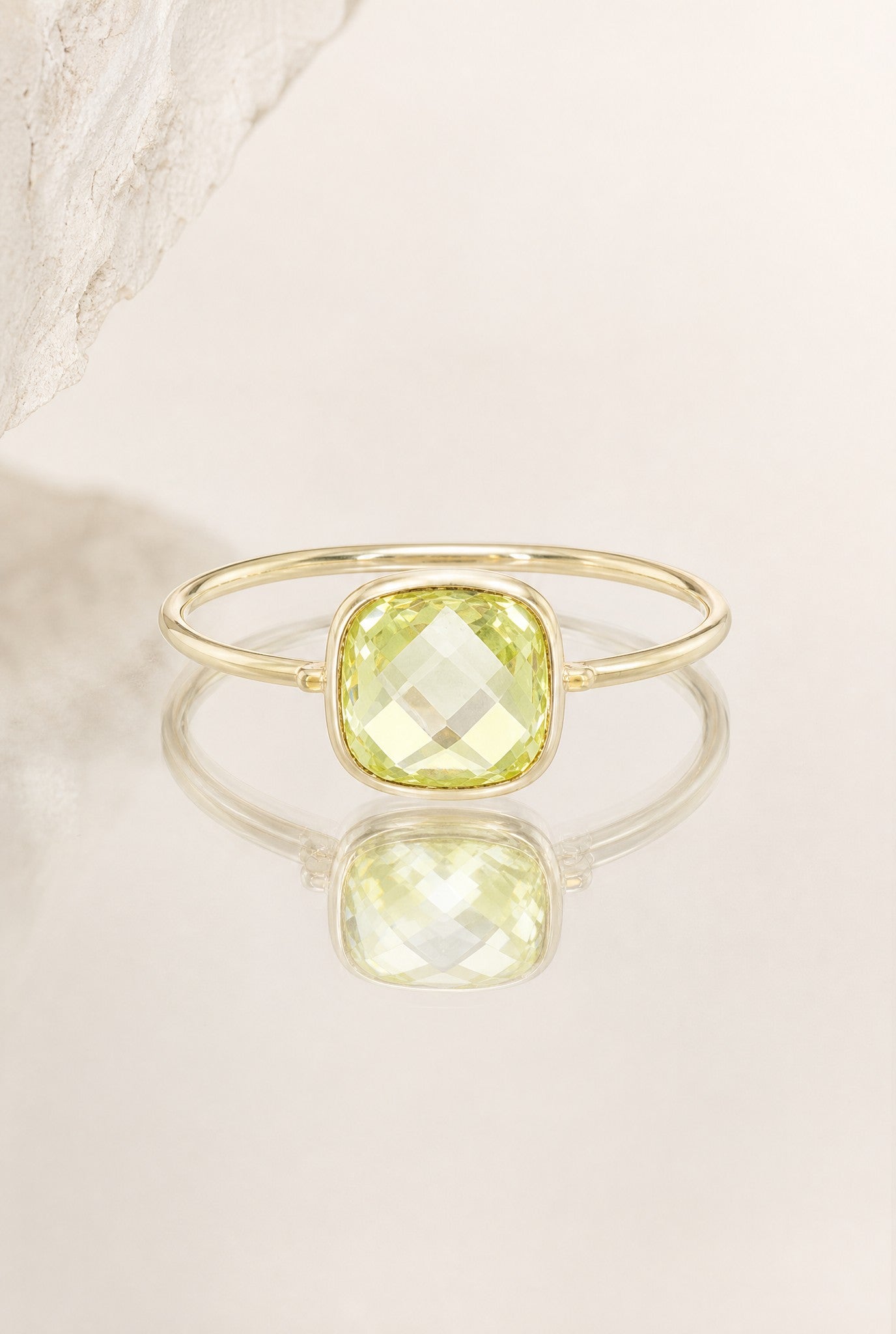 Bague Limoncella plaqué or 18 carats zirconia jaune élégante femme – Jossepo
