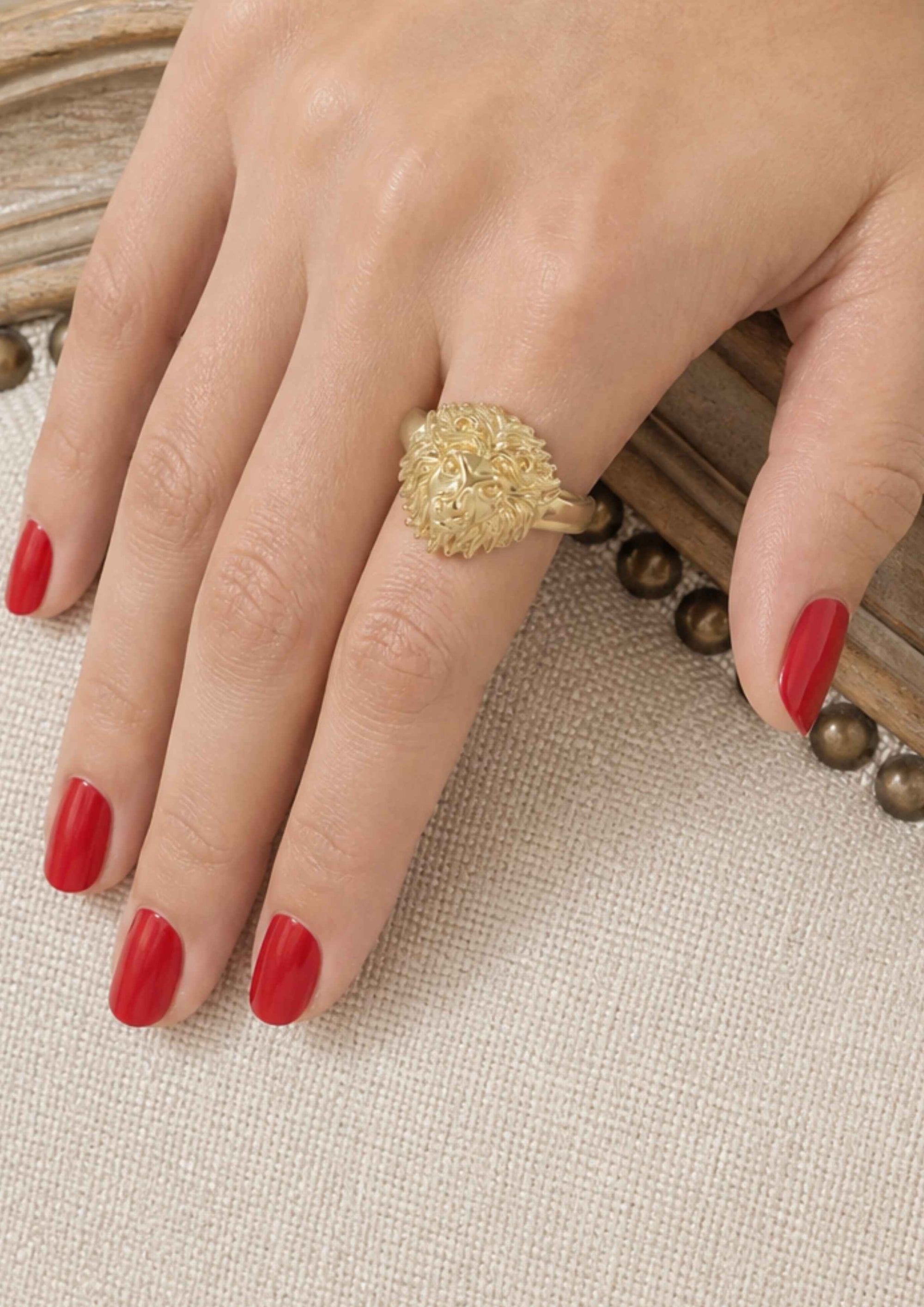 Bague femme tête de lion en plaqué or 18 carats – Jossepo
