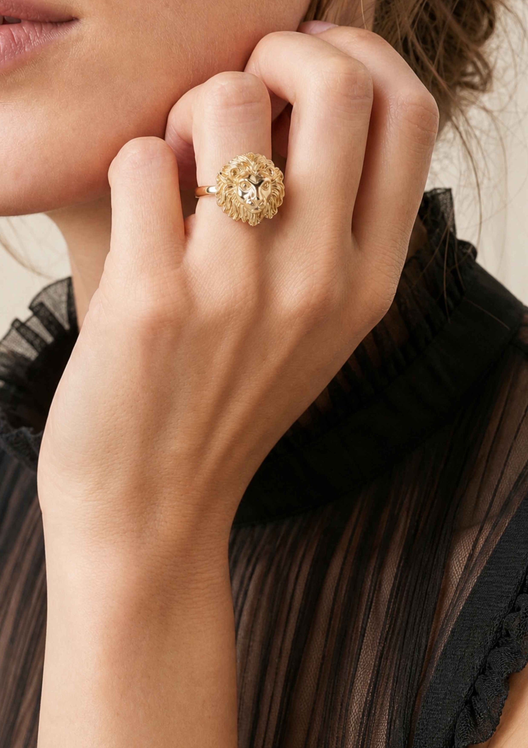 Bague Lion en plaqué or 18 carats pour femme – Jossepo