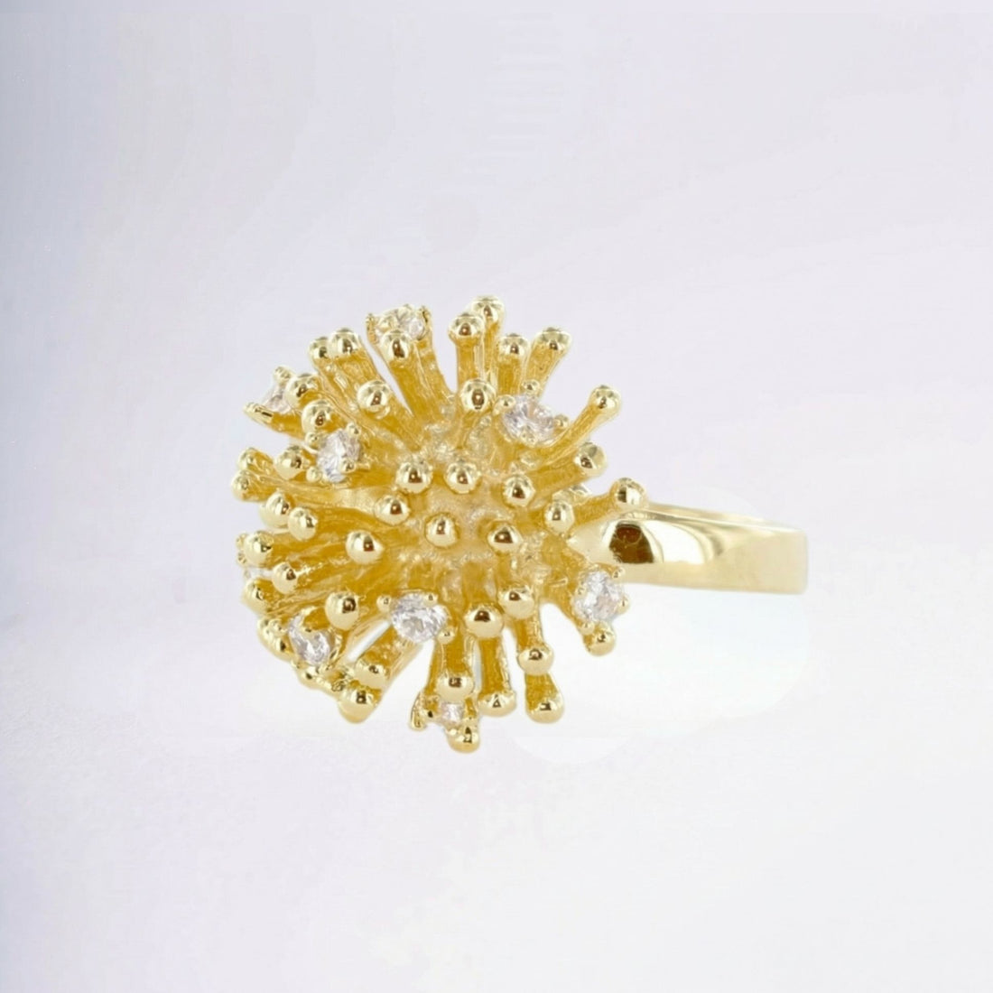 Bague Lisa en plaqué or 18 carats au design solaire – Jossepo