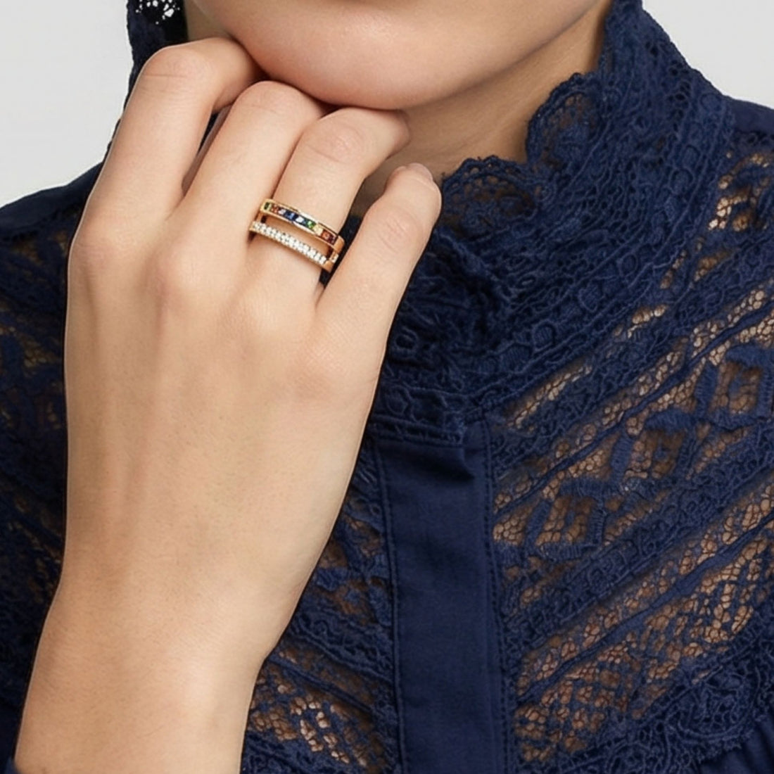 Bague Lucia bijou élégant en plaqué or 3 microns – Jossepo