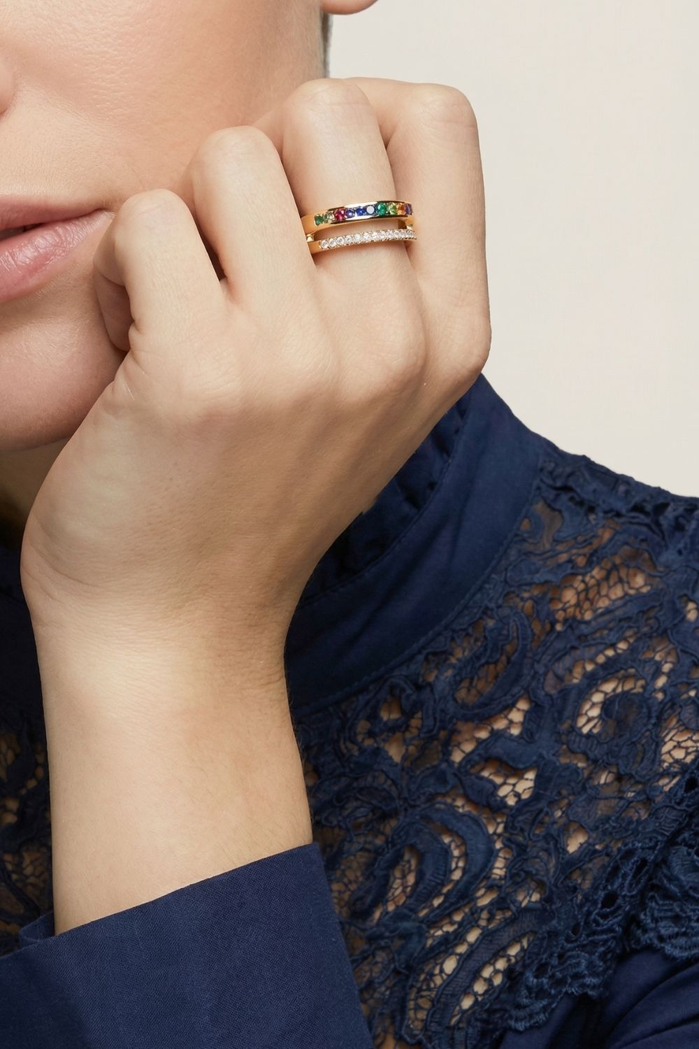 Bague élégante Lucia en plaqué or 18 carats pour femme – Jossepo