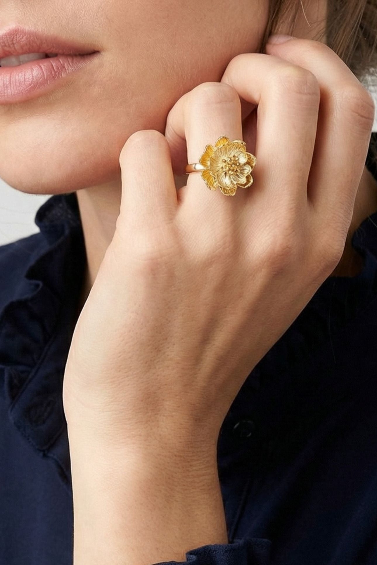 Bague femme Magnolia en plaqué or 18 carats bijou tendance – Jossepo