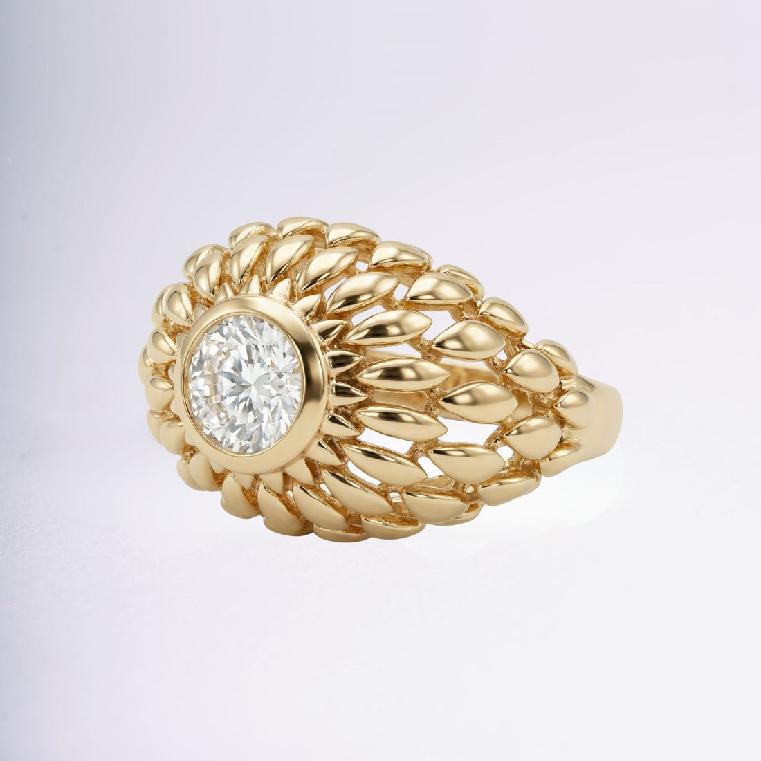 Bague Monica plaqué or 18 carats avec zircon central – Jossepo