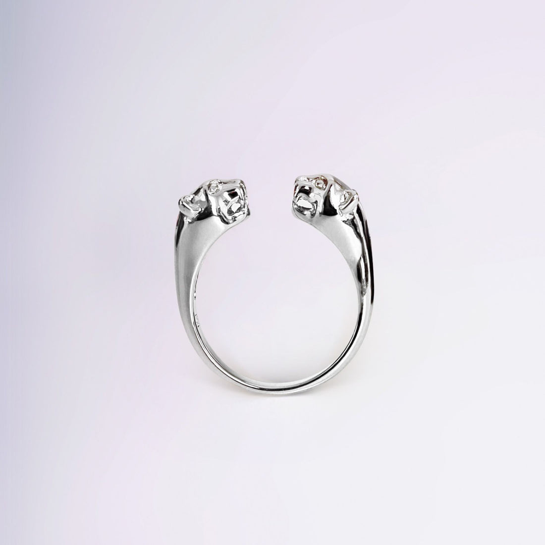 Bague panthère en argent 925 vue de face