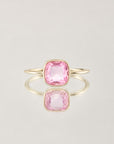 Détail bague Rosalie zirconia rose facettée plaqué or 18 carats – Jossepo