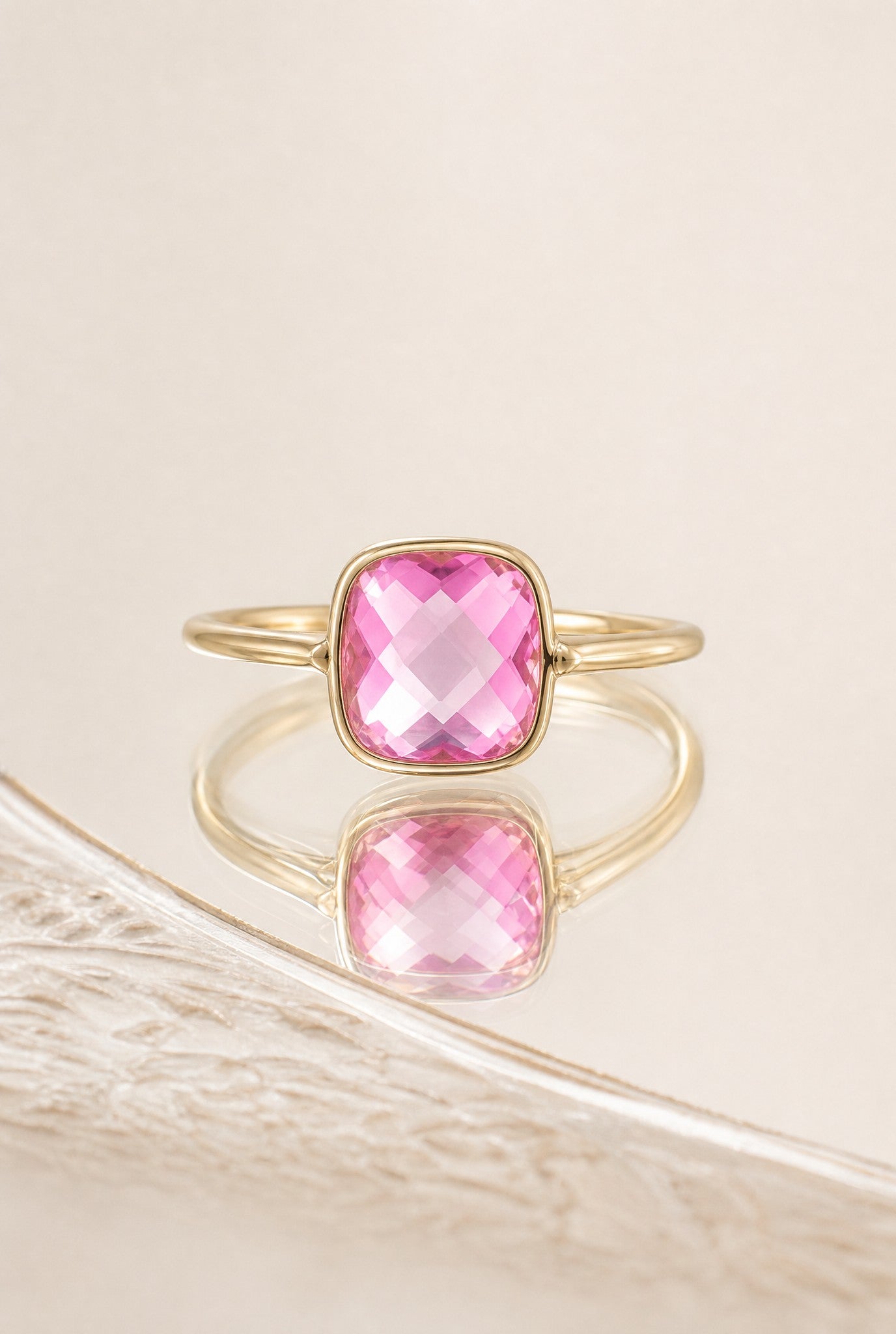 Bague Rosalie plaqué or 18 carats zirconia rose élégante femme – Jossepo