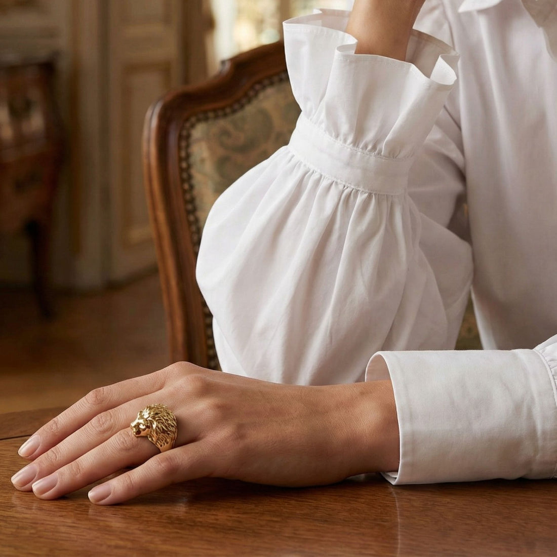 Bague Tête de lion design animal plaqué or 18 carats tendance femme – Jossepo