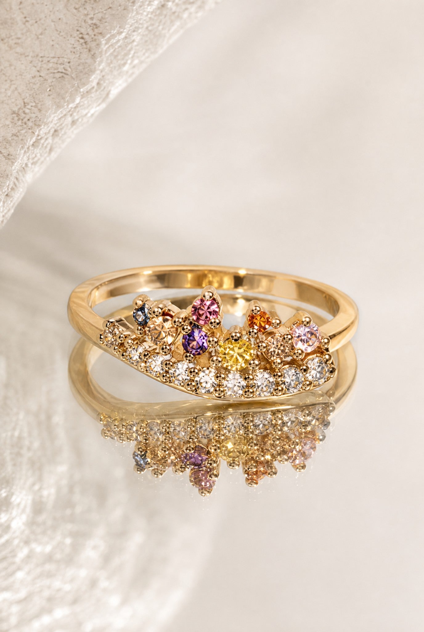 Bague Xaviera plaqué or 18 carats élégante femme – Jossepo