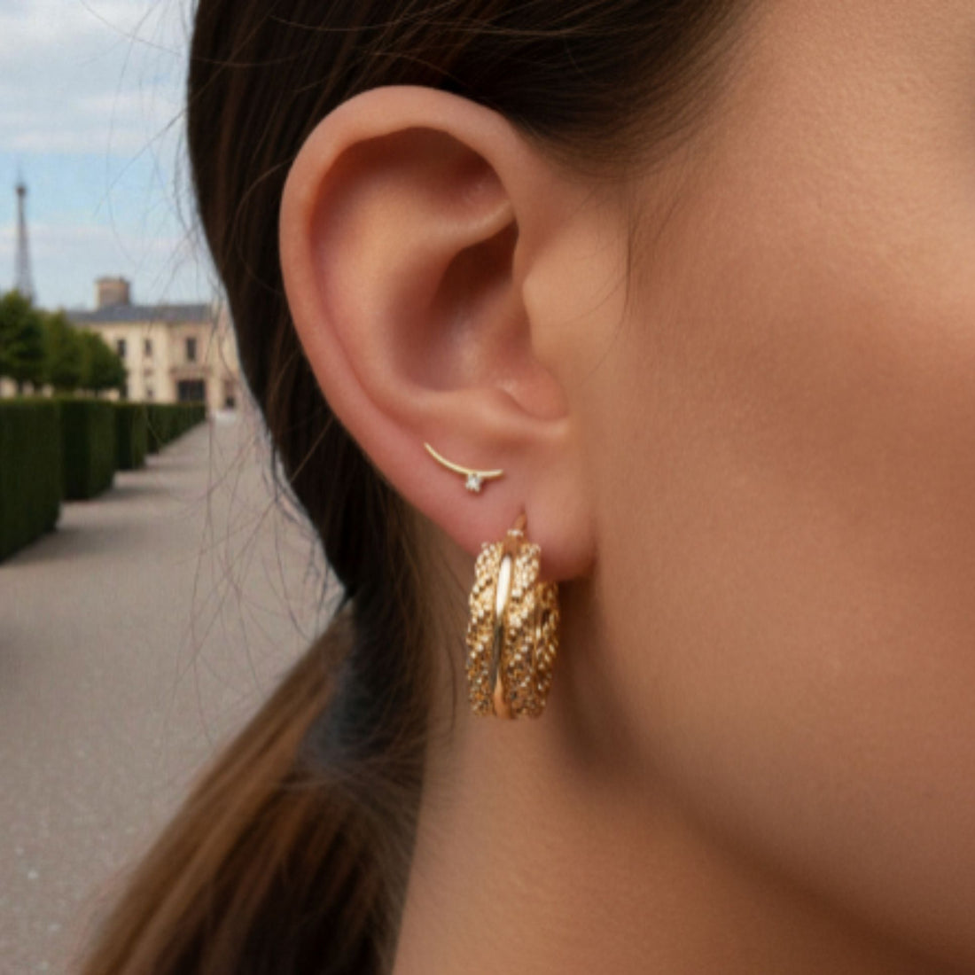 Créoles Carmela en plaqué or 18 carats, design texturé raffiné – Jossepo