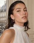 Boucles d’oreilles Lauren créoles tendance femme avec perle – Jossepo