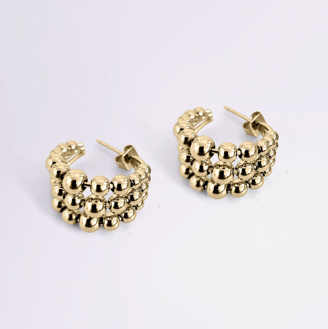 Boucles d’oreilles Elisabetta en plaqué or avec volume élégant – Jossepo