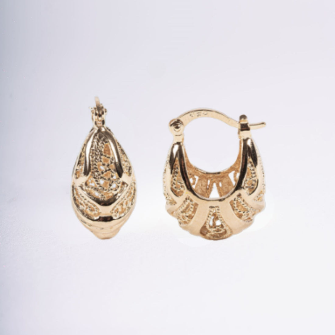 Boucles Gisele en plaqué or 18 carats, créoles sculptées élégantes – Jossepo