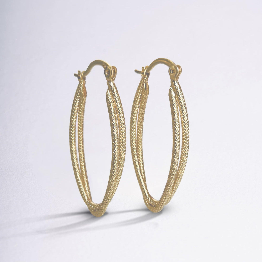 Boucles d’oreilles Iris ovales dorées en plaqué or 18 carats – Jossepo