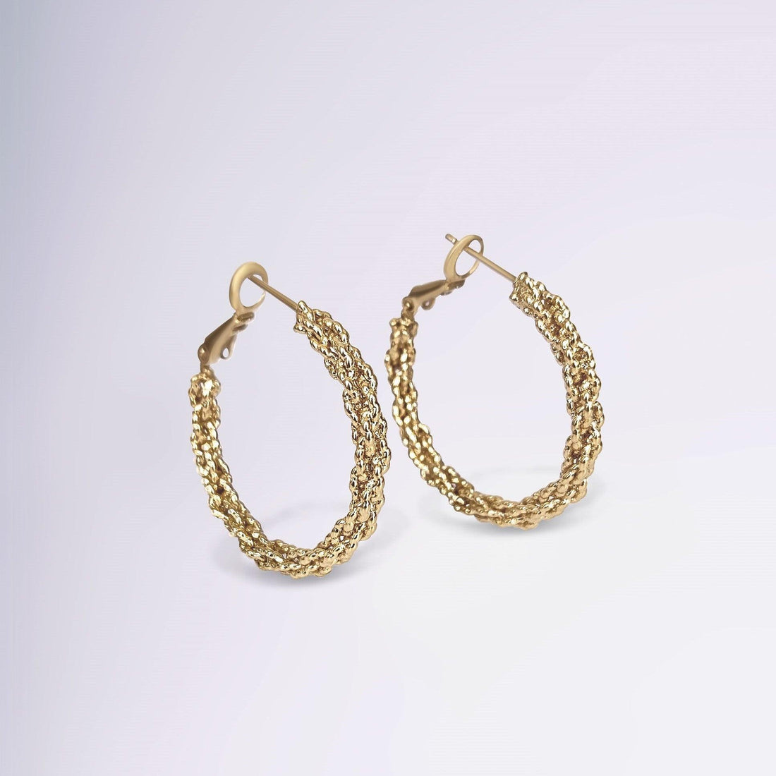 Boucles Léonore créoles texturées en plaqué or 18 carats – Jossepo