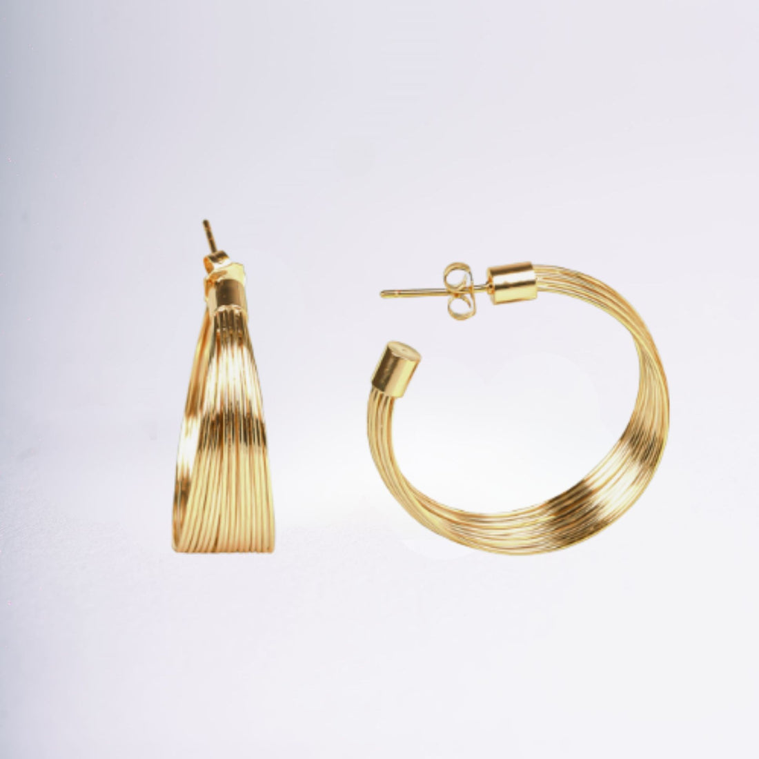 Boucles d’oreilles Luca en plaqué or 18 carats, créoles texturées élégantes – Jossepo