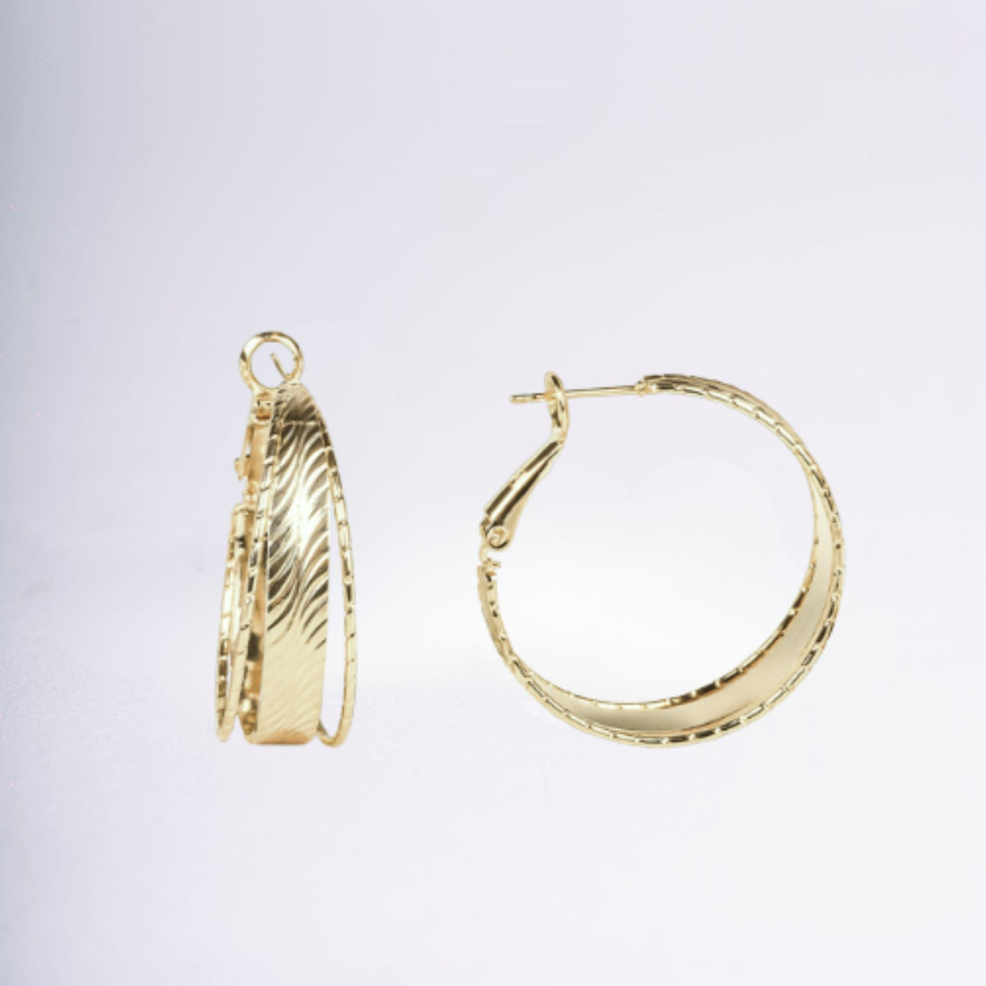 Boucles Mahé en plaqué or 18 carats, créoles texturées élégantes – Jossepo