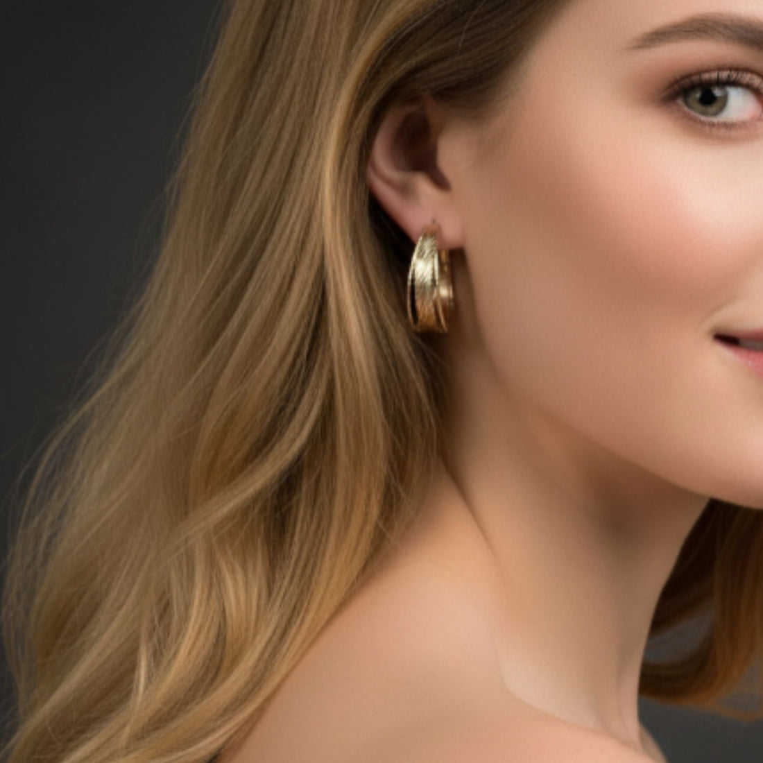 Créoles Mahé en plaqué or 18 carats, design texturé classique – Jossepo