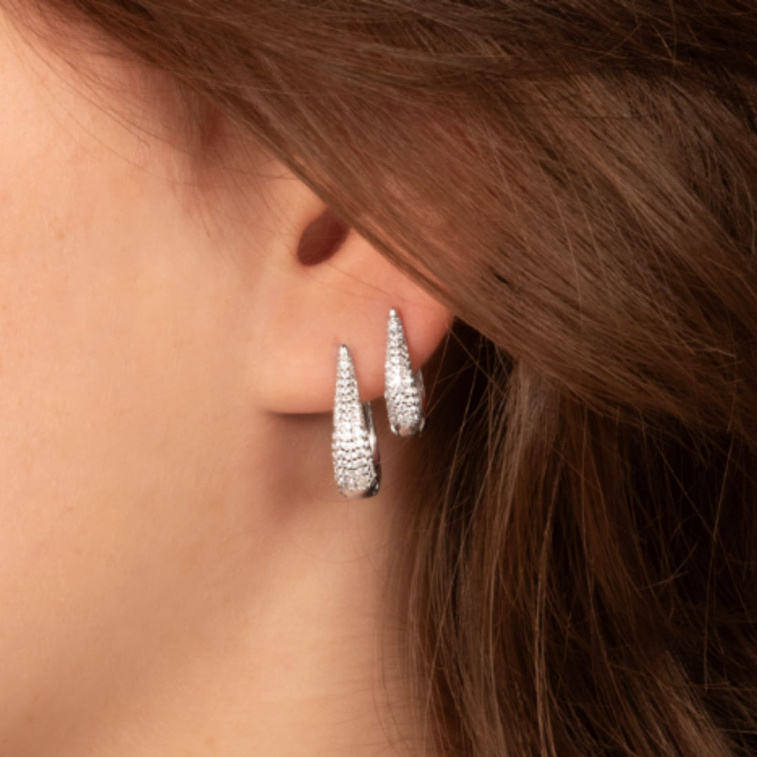 Créoles en argent 925 serties de zirconiums