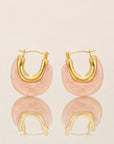 Boucles d’Oreilles Peace roses en résine et acier inoxydable doré – Jossepo