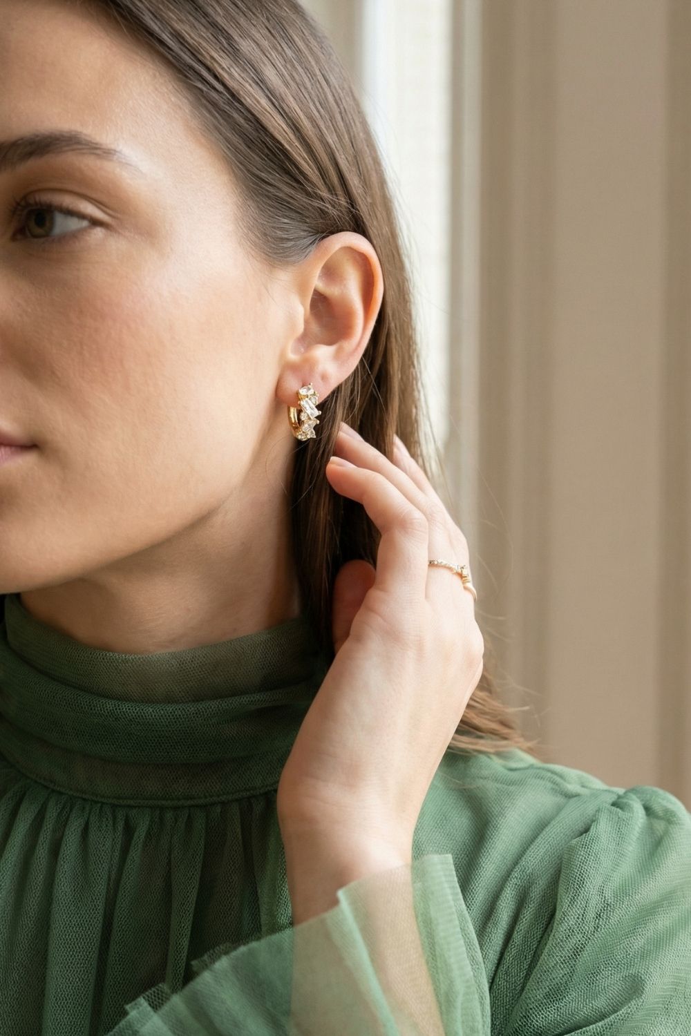 Boucles d’oreilles femme élégantes pour le quotidien Regina en plaqué or 18 carats – Jossepo