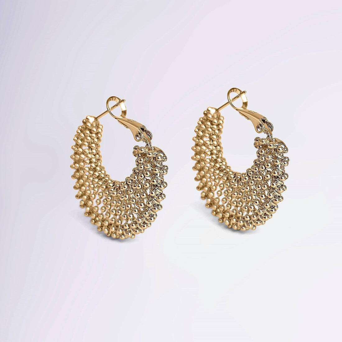 Boucles d’oreilles Tulum en plaqué or, créoles texturées – Jossepo