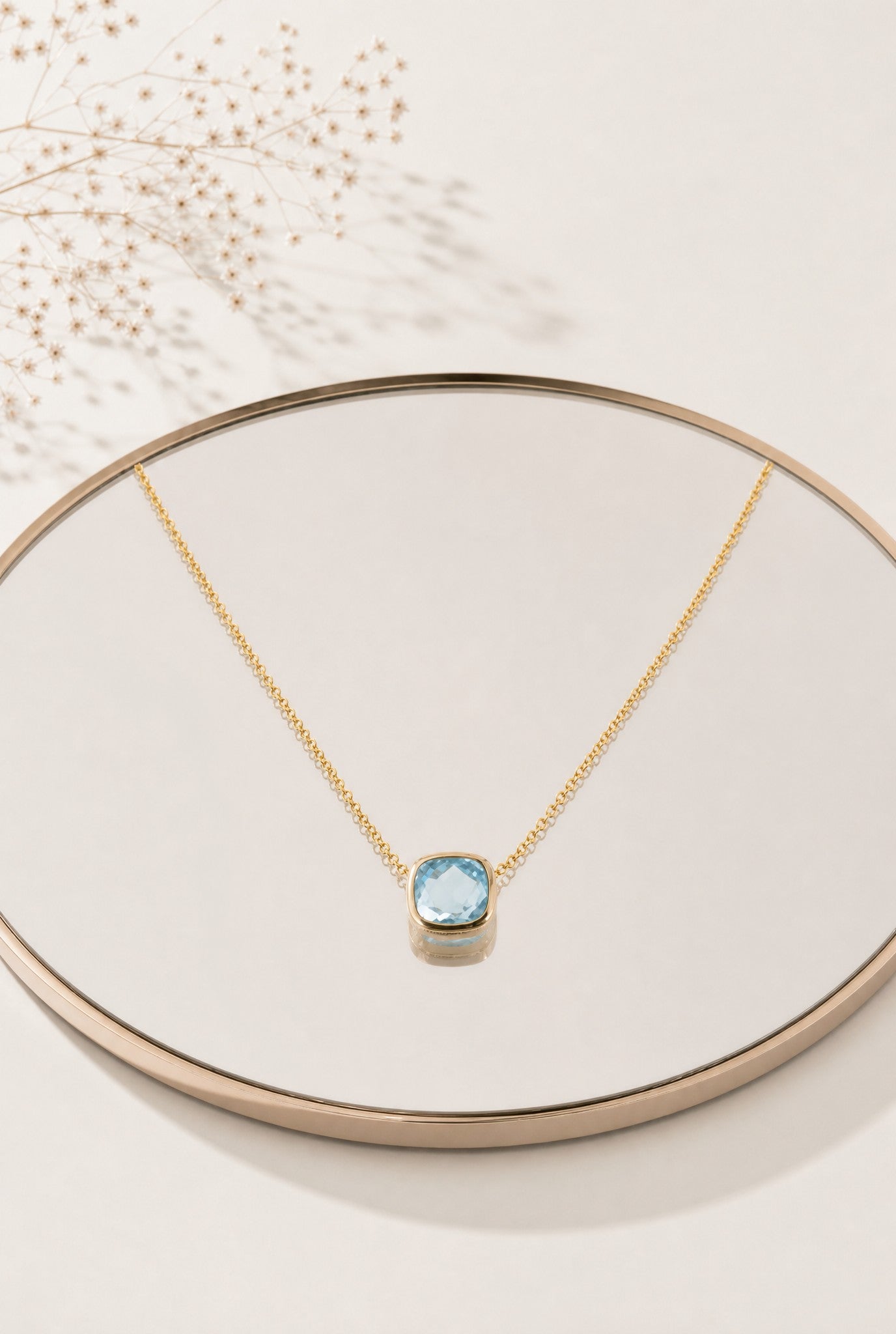 Collier Bleu plaqué or 18 carats zirconia bleue élégante femme – Jossepo