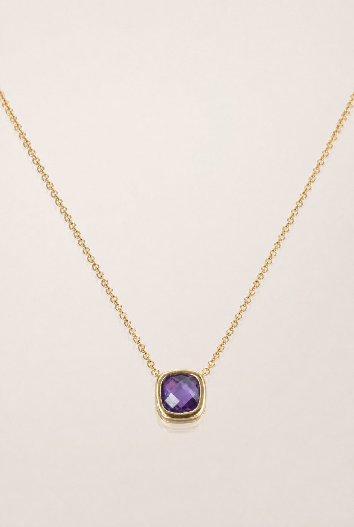 Collier Cassis plaqué or 18 carats zirconia violette élégante femme – Jossepo