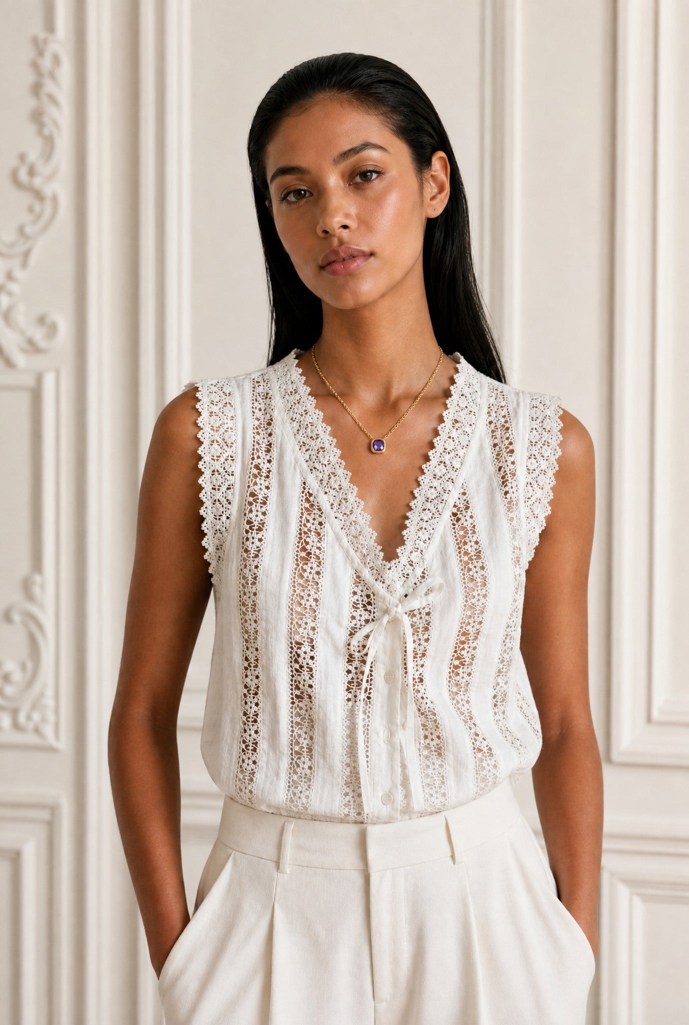 Collier Cassis porté au cou style élégant et lumineux – Jossepo