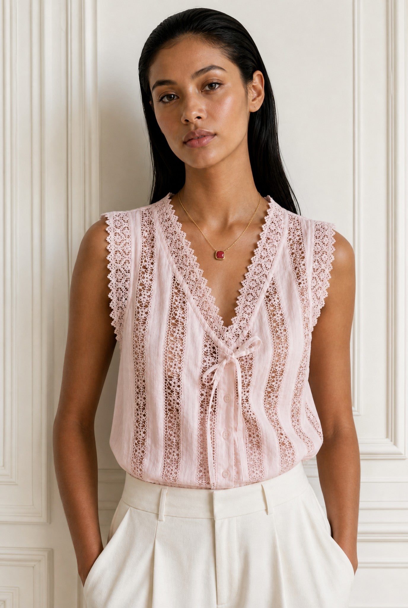 Collier Cerise tendance femme pierre rouge plaqué or – Jossepo