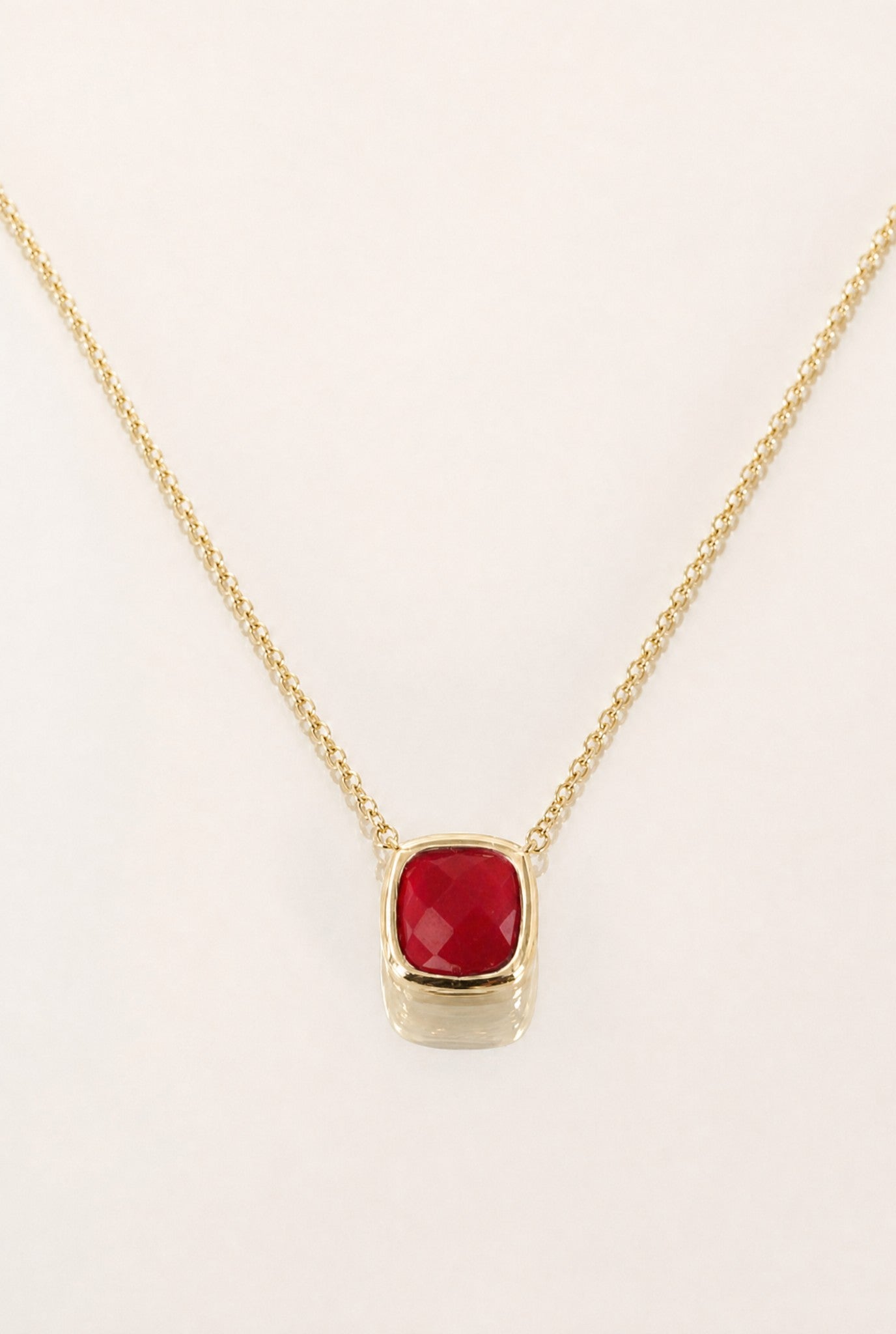 Collier Cerise plaqué or 18 carats zirconia rouge élégante femme – Jossepo