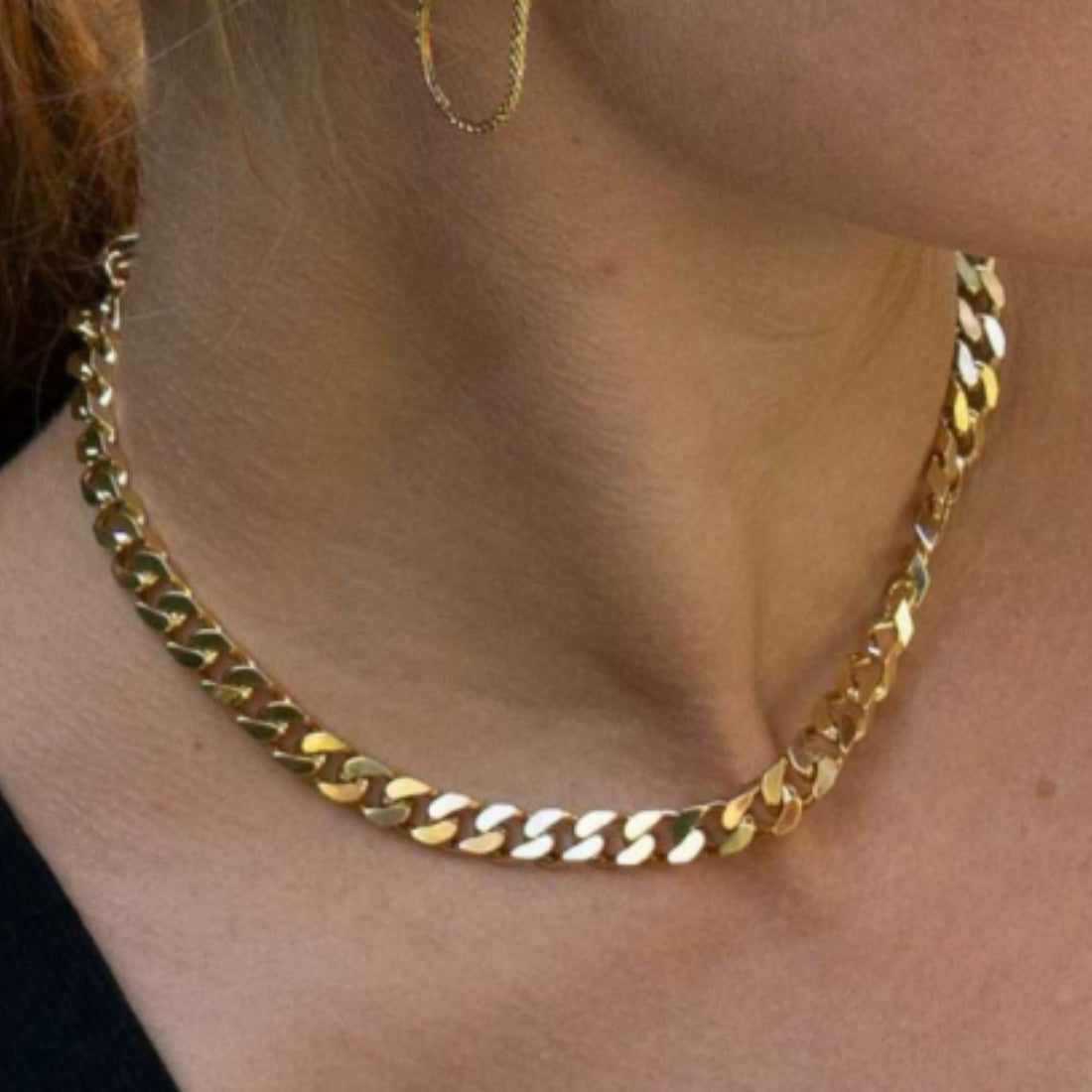 collier chaîne maille gourmette en plaqué or 18 carats – Jossepo